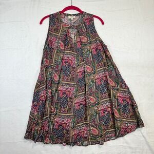 Umgee Sleeveless Paisley Patchwork Top S Multicolor Excellent Boho Women